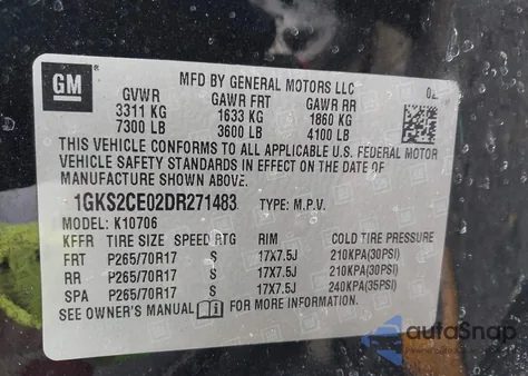 2013 GMC Yukon Slt z USA, uszkodzony, nr VIN 1GKS2CE02DR271483